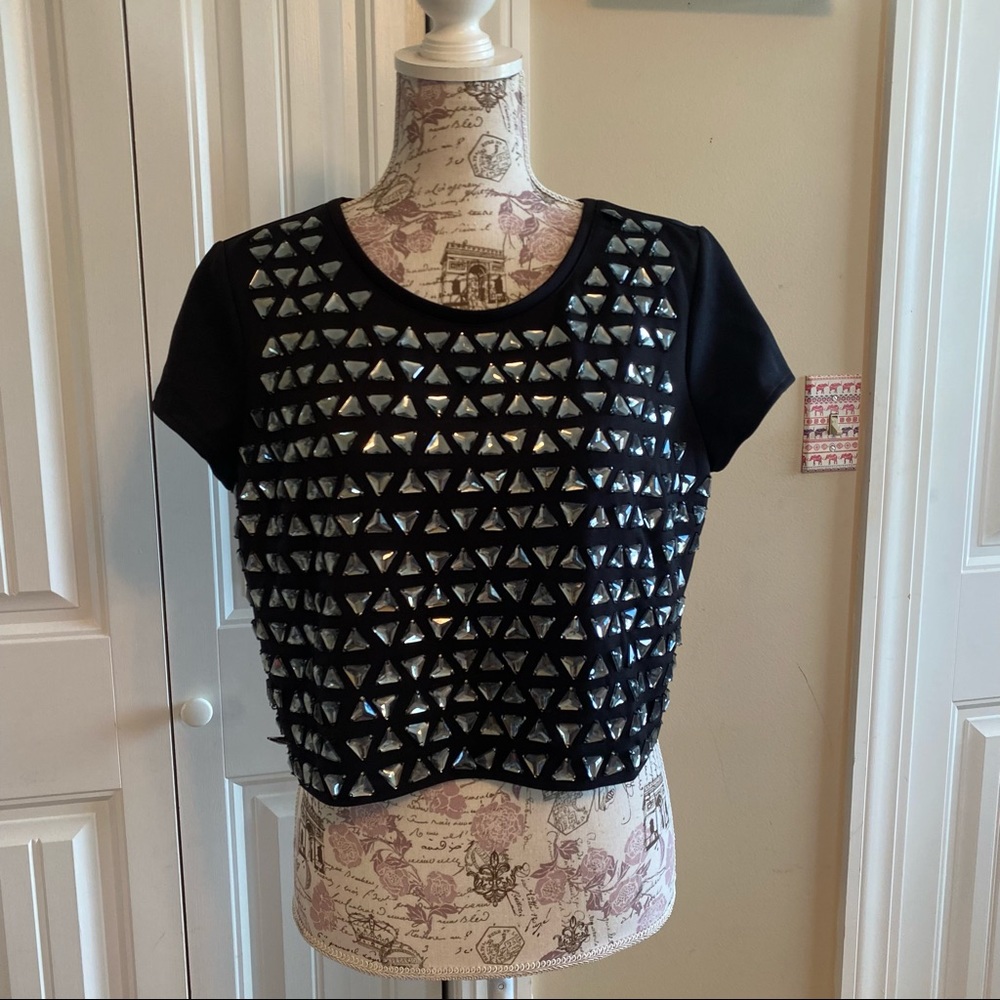 Bedazzled rave top black